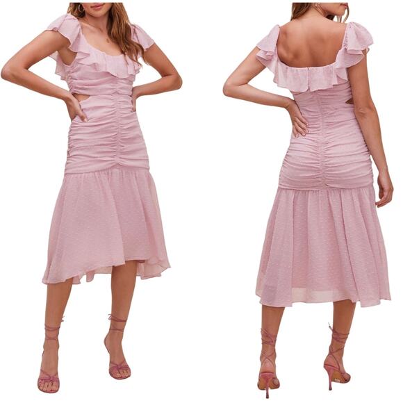 ASTR the Label Devereaux Gathered Ruffle Dress Pink Size Small - Picture 1 of 6